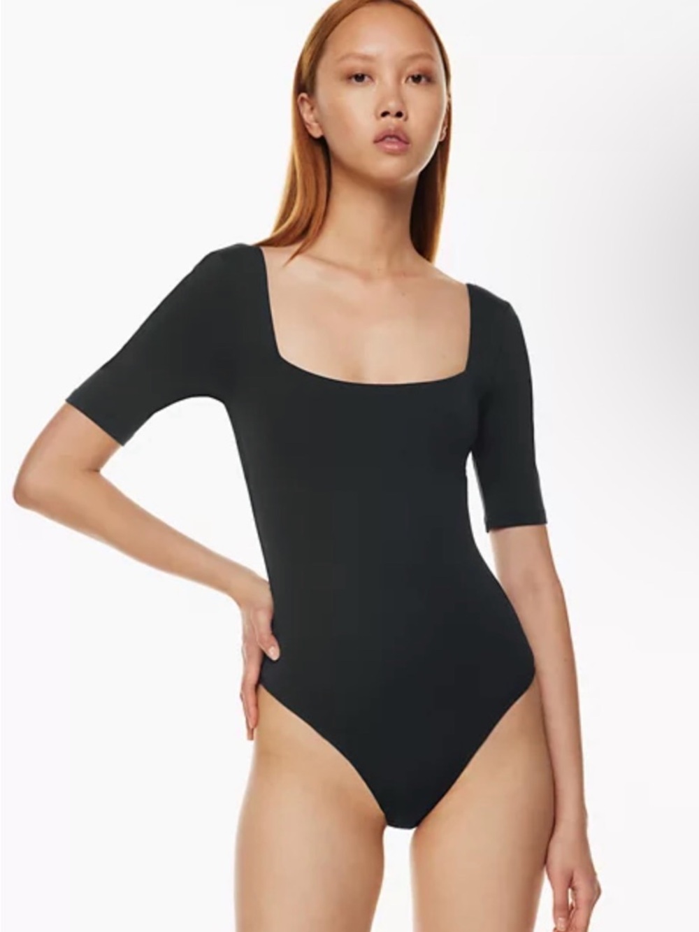 Babaton purple Square-Neck Short-Sleeve Bodysuit